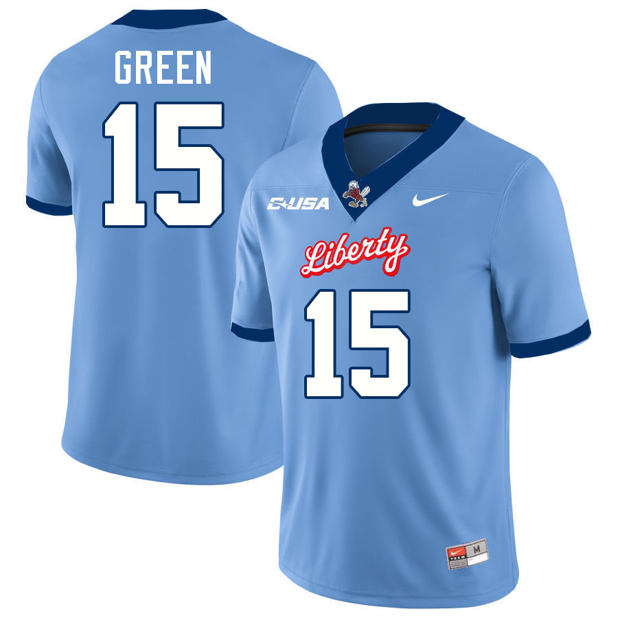 Liberty Flames #15 Brylan Green College Football Jerseys Stitched-Light Blue